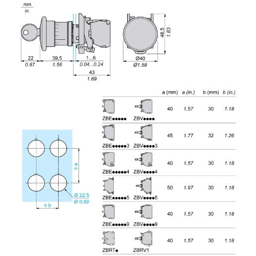 Red 40 Emergency Stop Switching Off22 Latching Key Release 1NC+1No