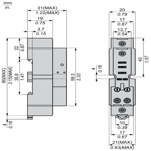 Socket RPZ, mixed contact, 16A, 250 V, screw clamp
