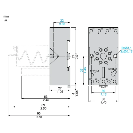 Socket Ruzmixed Contact 10A < 250V Connector for Relay Rumc2-