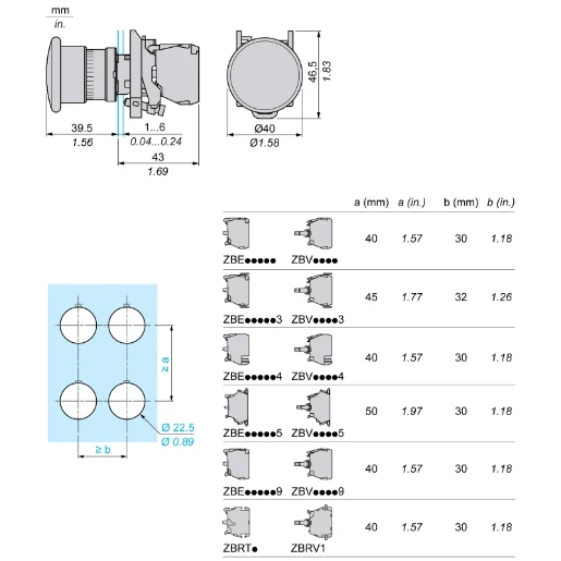 Red 40 Emergency Stop Switching Off22 Latching Push Pull 1NC+1No