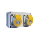 Socket on Backbox 2 Gang 16A 110V 3P IP44
