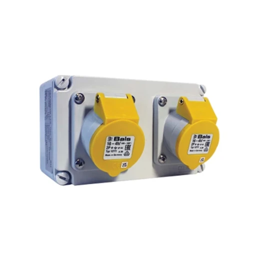 Socket on Backbox 2 Gang 16A 110V 3P IP44