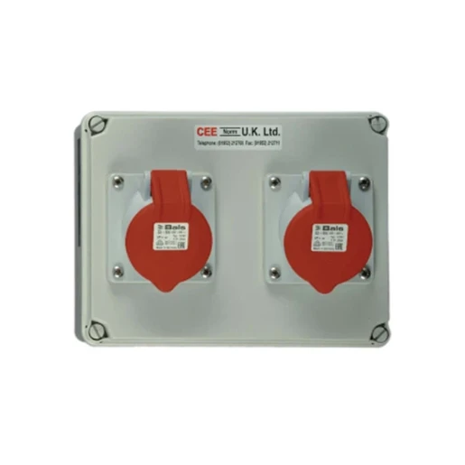 Socket on Backbox 2 Gang 16A 400V 4P IP44