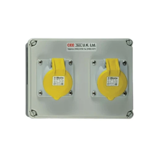 Socket on Backbox 2 Gang 32A 110V 3P IP44