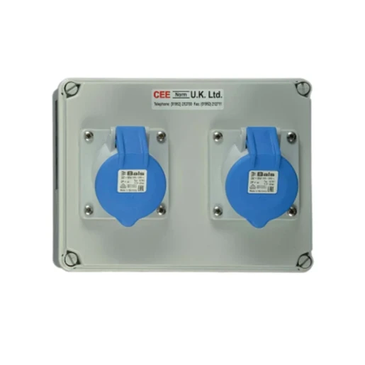 Socket on Backbox 2 Gang 32A 230V 3P IP44