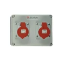 Socket on Backbox 2 Gang 32A 400V 4P IP44