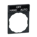 Legend Holder 30x40mm with Legend 8x27mm Withmarking Hand-Off-Auto