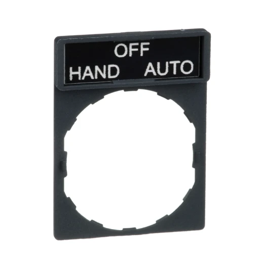 Legend Holder 30x40mm with Legend 8x27mm Withmarking Hand-Off-Auto