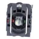 Blue light block with body/fixing collar with integral LED 24V 1NO+1NC