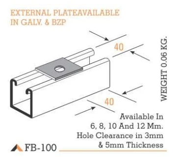 Galvanised M6 Standard Square Plate Bracket 40x40mm