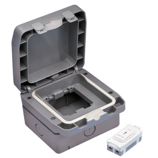 2-Module Weatherproof Enclosure IP66 76 x 76 x 40mm Grey
