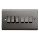 Designa 25S52J Plate Switch 6 Gang 2 Way 10AX Graphite