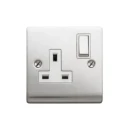 Designa 23SS131DP 1 Gang 13A Double Pole Switched Single Socket Satin Steel With White Insert