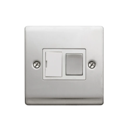 Designa 23SPU13 1 Gang 13A Switched Fused Spur Connection Unit Satin Steel with White insert