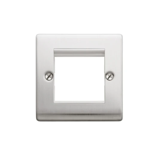 Designa 23FACE2MOD 1 Gang 2 Euro Module Grid Plate Satin Steel