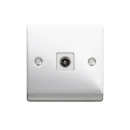 Designa 22TV1 Coaxial TV Socket 1 Gang Non-Isolated - Polished Chrome With White Insert