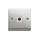 1 Gang Non-Isolated Coaxial TV Socket Polished Chrome With White Insert