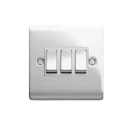 Designa 22S532 Plate Switch - 3 Gang 2 Way 10AX Polish Chrome with White Insert