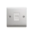 Designa 23MASTEL 1 Gang Master Telephone Socket Satin Steel with White Insert