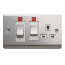Essentials 23CC45SS1L 45A Double Pole Switched Cooker Control Unit Satin Steel with White Insert & Neon