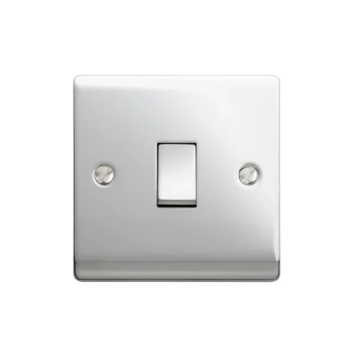 Designa 22S512J Plate Switch 1 Gang 2 Way 10AX - Polished Chrome