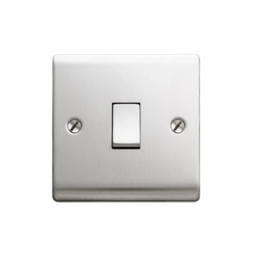 Designa 23S512J 1 Gang 2 Way 10AX Plate Switch Satin Steel