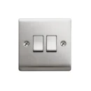 Designa 23S522J 2 Gang 2 Way 10AX Plate Switch Satin Steel