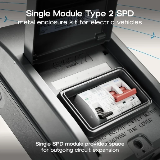 Sync Energy Weatherproof Ip65 Grey 5 Module Populated EV Kit Complete With 100A Main Switch 40A MCB Type 2 SPD