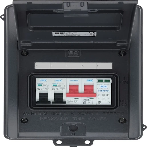 IP65 Weatherproof Metal EV Charger Circuit Protection with 100A Main Switch, 40A B Curve MCB & Type 2 SPD