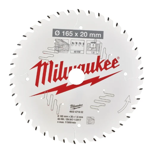 Milwaukee® Circular Saw Blade P W 165x20x1.6x40ATB -1pc