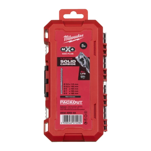 Milwaukee® SDS-Plus  MX4™ Next Gen Set 5 - 5pcs  PACKOUT™ COMPATIBLE