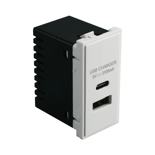 WHITE SLIMLINE 25X50MM USB C CHARGING EURO DATA MODULE