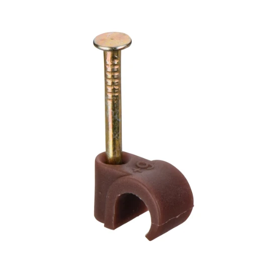 Steeple Tower Clip for 6-7mm Co-axial TV & Satellite Cable Brown