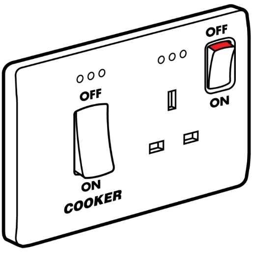 Cooker Control Switch DP Main Switch&Socket Neon 45A White