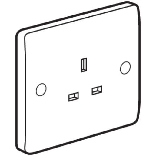 Socket 1 Gang Unswitched 13A White