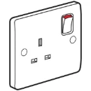 Socket 1 Gang Switched SP 13A Slimline Curved Edge White