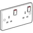 Socket 2 Gang Switched DP 13A Slimline Curved Edge White