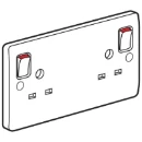 Socket 2 Gang Switched DP Non Standard 13A White Earth Pin