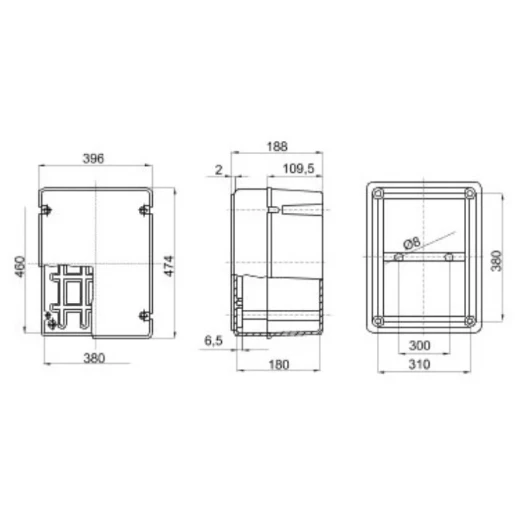 Junction Box Deep Screwed Lid 460 x 380 x 180mm Grey IP56