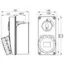 Socket 3P+N+E Vertical Interlock 63A 400V Red Owb 6H Cbf
