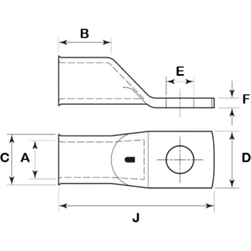 Narrow Palm Terminals For Cable Size 240mm² - Stud Size 12mm