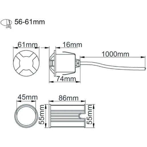 Luminaire Wall/Ground Four Way LED 3000K 3W Stainless Steel