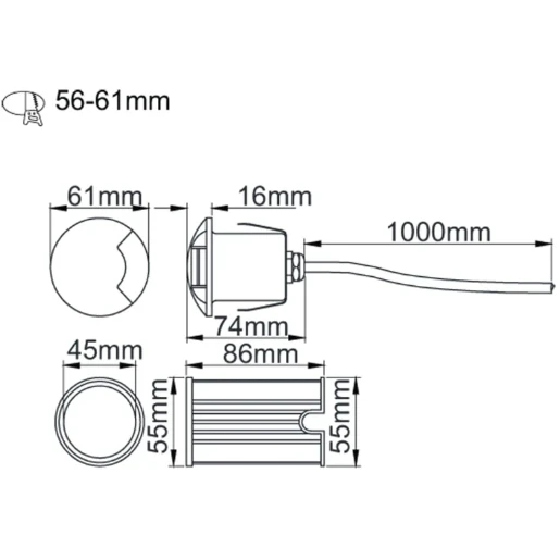 Luminaire Wall/Ground One Way LED 4000K 3W Stainless Steel