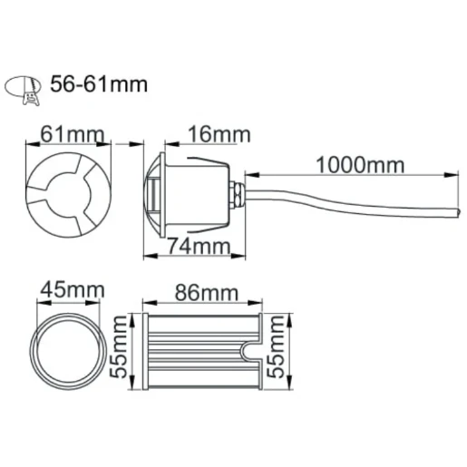 Luminaire Wall/Ground Three Way LED 4000K 3W Stainless Steel