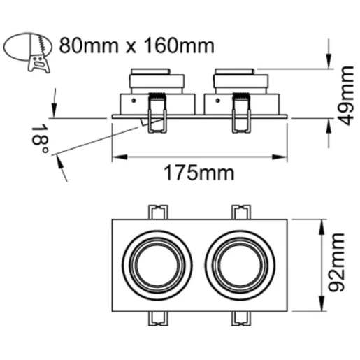 Plate Twin Black Baffle White/Black
