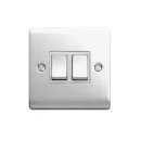 Designa 22S522 2 Gang 2 Way 10AX Plate Switch Polish Chrome with White Insert