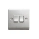 Designa 23S522 2 Gang 2 Way 10AX Plate Switch Satin Steel with White Insert