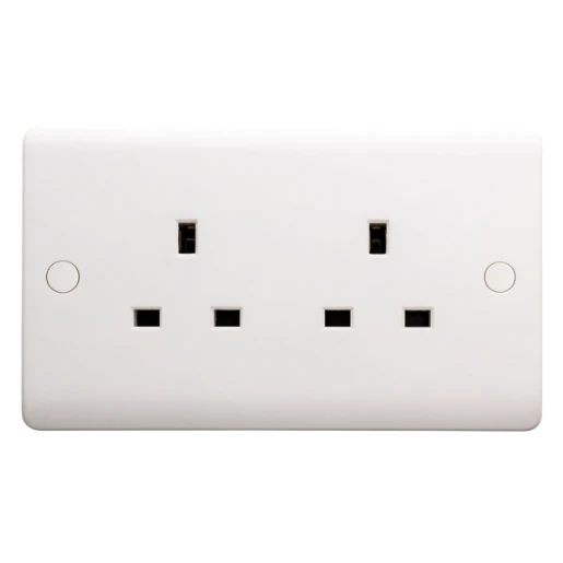 Designa 21S132UN 2 Gang 13A Single Pole Unswitched Double Socket White