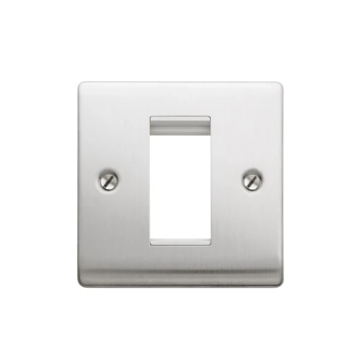 Designa 23FACE1MOD 1 Gang 1 Euro Module Grid Plate Satin Steel