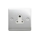 Designa 22S051UN 1 Gang 5A Unswitched Single Socket Polished Chrome with White Insert
